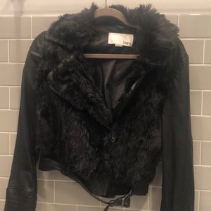 Bar III faux leather faux fur bomber jacket